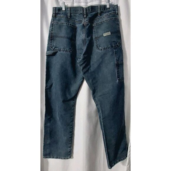 Wrangler Jeans Carpenter Utility Grunge Blue Jeans Men’s Size 34x34 Distressed - Picture 1 of 11